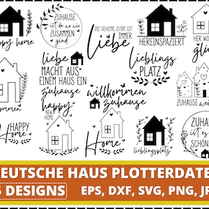 Deutsche Haus Plotterdatei svg, Haus Herz Liebe svg, Zuhause Schriftzug Sprüche svg , Plotterdatei Home svg , Plottergeschenk Umzug