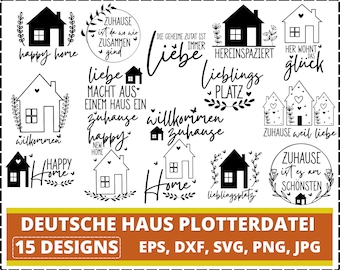 German Home SVG Cut Files. House, Heart, Love Designs (Digital Download)