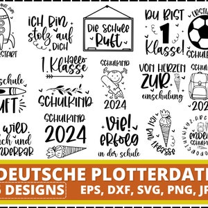 Deutsche Plotterdatei Einschulung Svg, Schulkind 2024 Svg, Schultüte Svg, Einschulung Geschenk Schulanfang