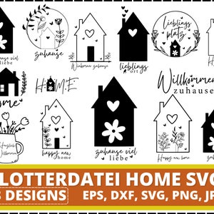 Plotterdatei Home svg, Plotterdatei Frühling Svg ,Zuhause Schriftzug Sprüche svg, Plotterdateien, Cricut Silhouette Plotterdatei