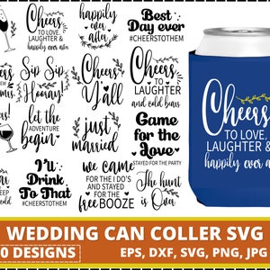 Bruiloft blikje koeler svg-bundel, beer hugger svg, Stubby Cooler svg, aangepaste partij gunst svg, bruiloft gunsten svg