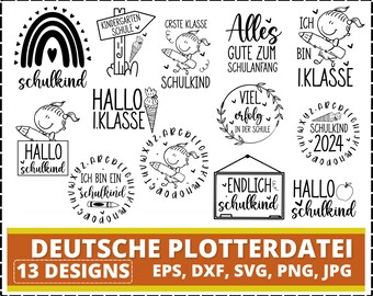 Pacote Schulanfang SVG, designs alemães para o primeiro dia de aula (download digital)