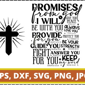 Versprechen von Gott svg | Christliches Zitat SVG-Datei | Glaube Bibel Vers SVG | Inspirierende Schrift SVG für Cricut | Religiöse Schnittdatei