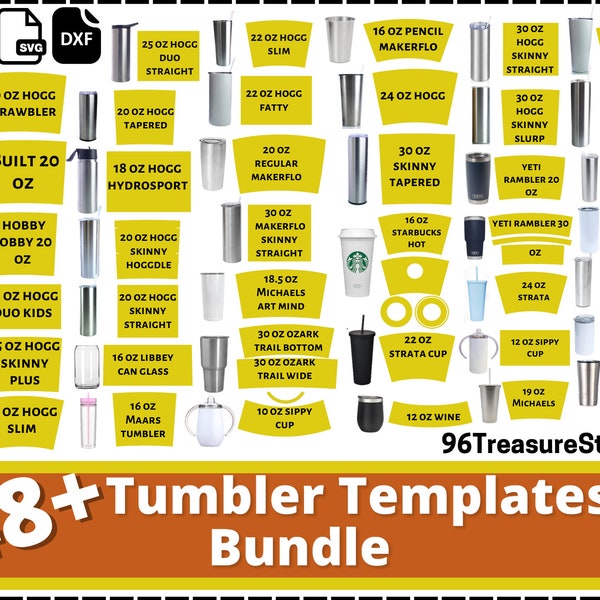 Tumbler Templates SVG Bundle, Tumbler Template SVG, Tumbler Wrap, Tumbler Sublimation, Tumbler Template Cut File Svg Png Dxf, Skinny Tumbler