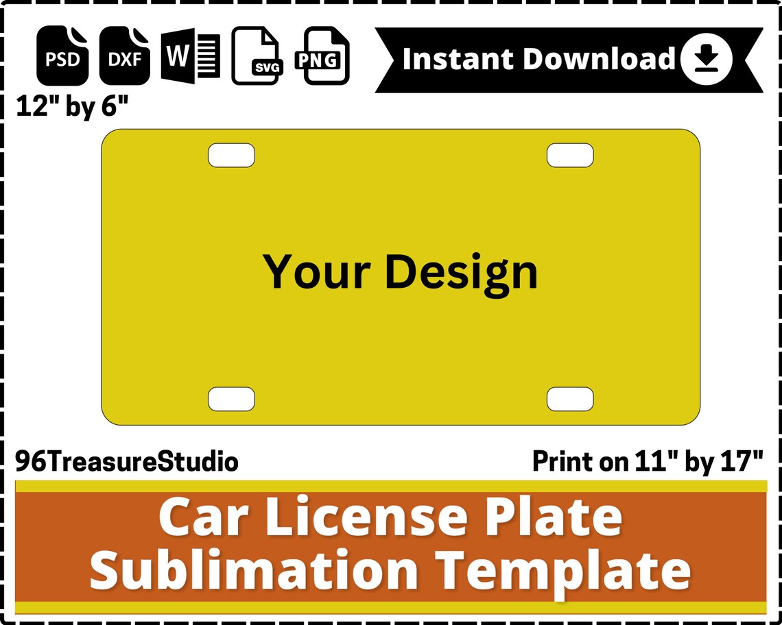 Car License Plate Sublimation Template, License Plate Template for Sublimation, License Plate
