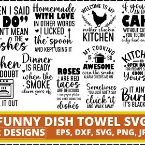 Grappige theedoek gezegden Svg bundel, keuken humor SVG, theedoek citaten, keukenhanddoek SVG, kookcitaten, pannenlap Svg, schort gezegden
