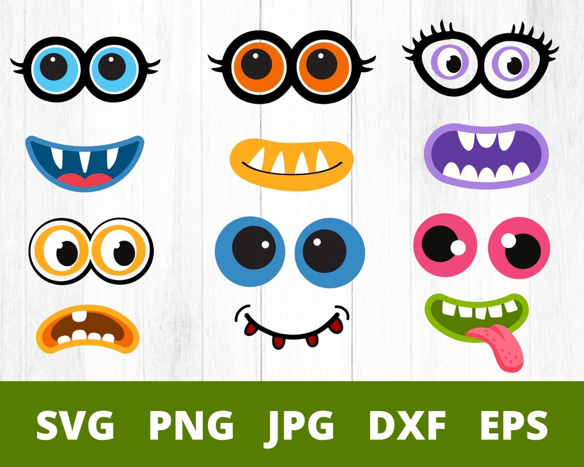 Monster Eyes Mouths Clipart,monster Face,party Clipart,decorations