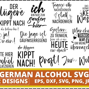 Plotter File Detti Alcol Bundle SVG PNG / Plotter Files SVG Png tedesco / Ccoaster Laser Cut Designs / Bere tedesco Svg Bundle