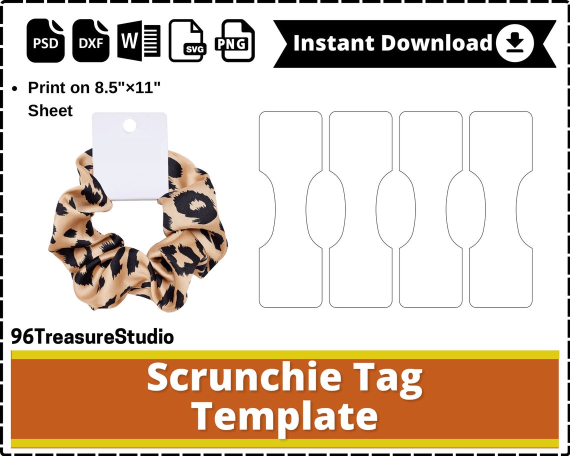 Scrunchie Tag Template, Scrunchie Tag Template, Scrunchie Tag Svg ...