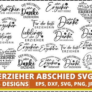 Erzieher Abschied Plotterdatei SVG, Deutsche Erzieherin Plotterdatei, Erzieher Schneidedatei, Schulkind Schneidedatei, Kindergarten Abschied Schneidedatei, Danke Schneidedatei