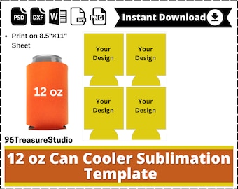 12oz Can Cooler Template, Beer Cooler Template, Sublimation Template, Bottle Cooler Template, svg, Canva Editable, Can cooler Blank template