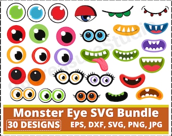 Monster eyes mouths Clipart,Monster face,Party Clipart,Decorations,Birthday clipart, Cartoon Eyes SVG,Comic Book Eyes Svg Bundle,Googly Eyes