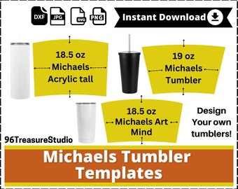 Tumbler Template, Michaels 18.5oz Tumbler Template Full Wrap, Tumbler Svg, 18.5 oz, 19 oz Tumbler Sublimation Template for Michaels Svg, Png