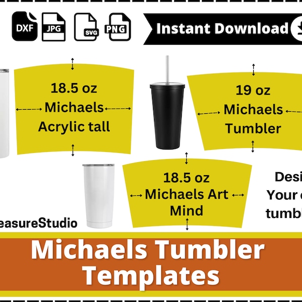 Tumbler Template, Michaels 18.5oz Tumbler Template Full Wrap, Tumbler Svg, 18.5 oz, 19 oz Tumbler Sublimation Template for Michaels Svg, Png