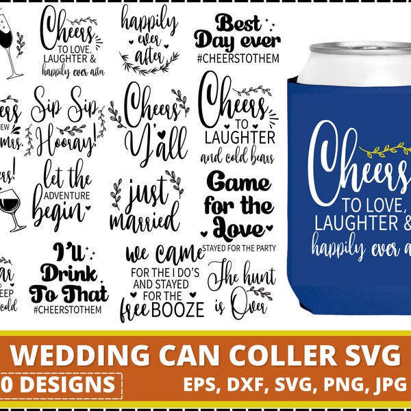 Wedding Can cooler svg bundle, beer hugger svg, Stubby Cooler svg, custom party favor svg, wedding favors svg