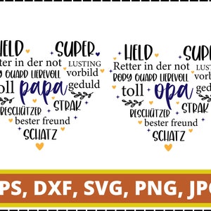 Date du traceuri Papa, Date du traceur Herz Opa, Date du traceuri Vatertag, Date du traceur Herz Herz Svg
