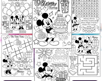 Personalized Mickey Minnie Birthday Coloring Pages | Party Activity (Digital Download)