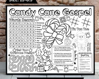 Candy Cane Gospel Activity Placemat, Legend of the Candy Cane Poem ...