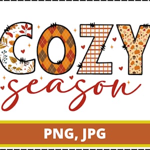 Gemütliche Saison PNG, Stickerei Herbst Png, Herbst Png, Retro Halloween Png, Thanksgiving Png, Herbst Sublimationsdesign, Gemütliches Sublimationsdesign