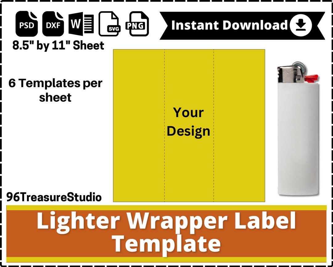Lighter Label Template, Lighter Wrapper Template, Sublimation Template Lighter Label Template, Lighter Wrapper Template, Sublimation Template