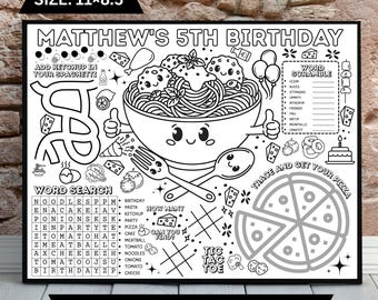 Meatball Birthday Party Placemat | Printable Italian Coloring Page (Digital Download)