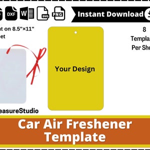 Car Air Freshener, Blank Air Freshener Template, Sublimation, Canva, SVG,  DXF, Ms Word Docx, Png, Psd, 8.5x11 sheet, Printable