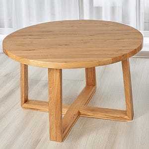 Round Oak Coffee Table 100 cm – Solid Wood Handmade | Scandinavian, Rustic, Loft Style