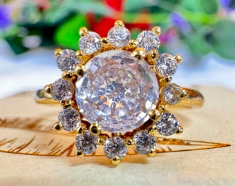 Anello in argento 925 con quarzo di cristallo, fede nuziale in oro 9k, anello di fidanzamento in oro 14k, anello nuziale in oro 18k, anello solitari, regalo per la festa della mamma