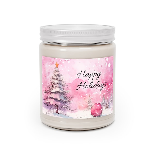 Bougie de Noël rose, Noël rose, décor de Noël rose, bougie de Noël, cadeau d’hôtesse, bougies parfumées