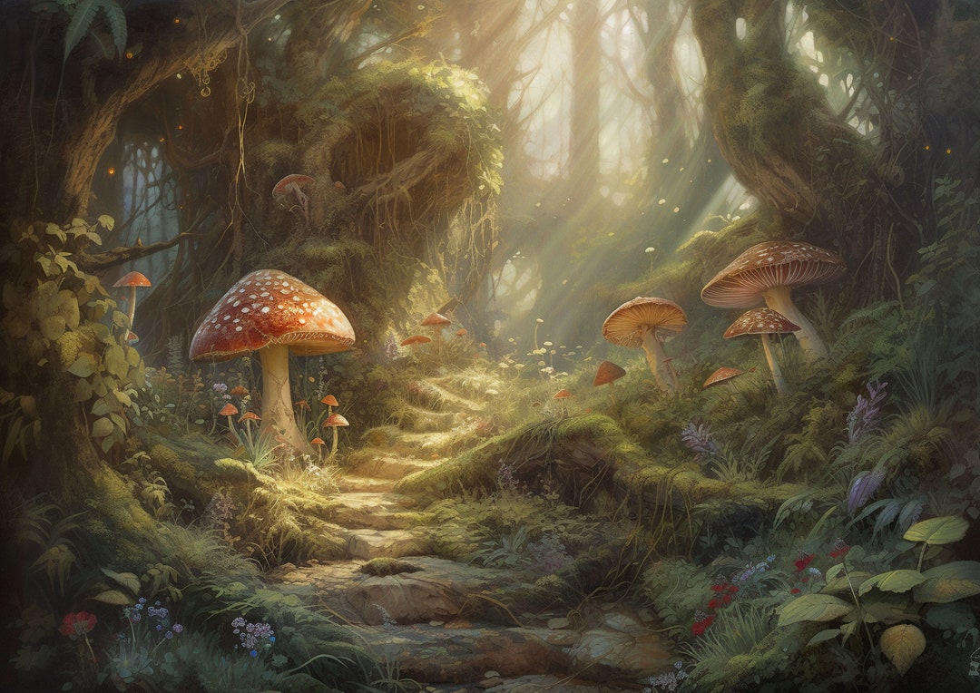 Enchanted Forest Wall Art Printable Cottagecore Mushroom Décor Magical