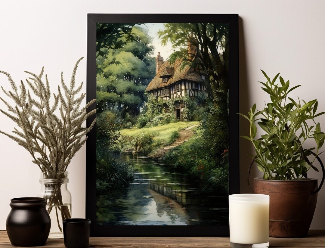 Beautiful Cozy Cottage Sanctuary Wall Art Printable, Forest Cottagecore ...