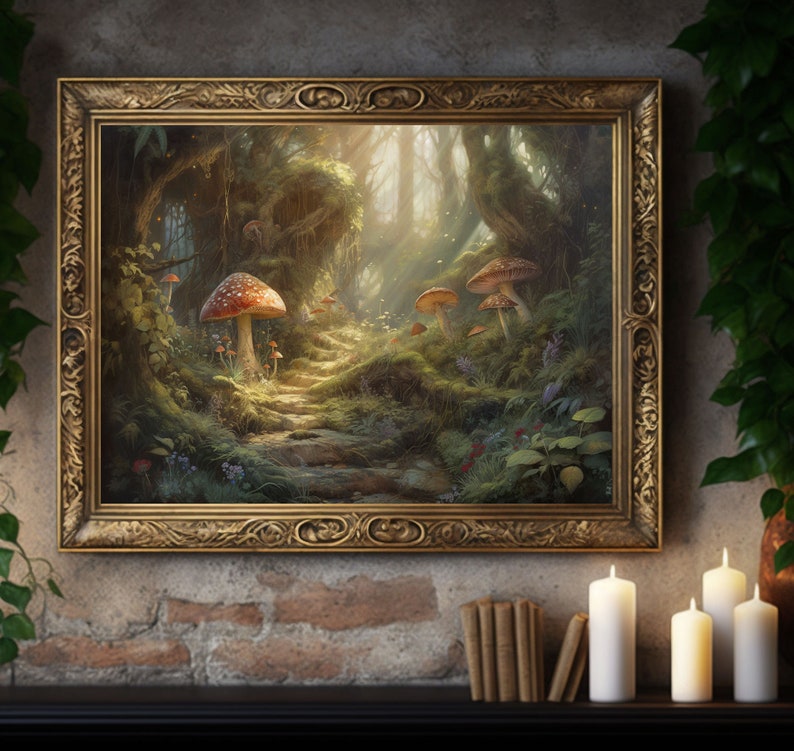 Enchanted Forest Wall Art Printable Cottagecore Mushroom Décor Etsy