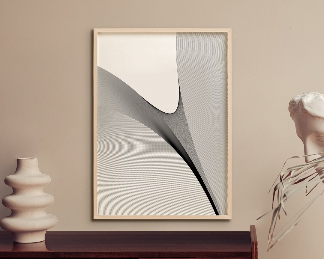 Black White Abstract Line Art Wall Art Printable Modern Etsy