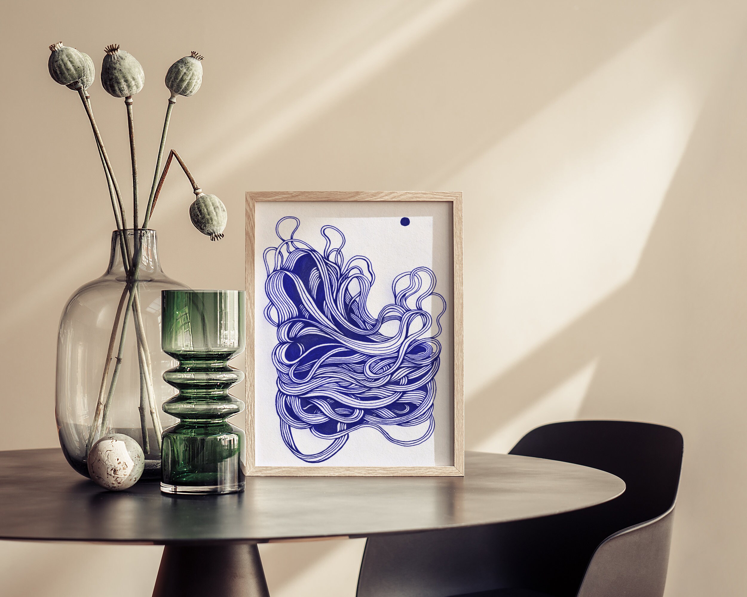 Blue Line Art Downloadable Wall Art Printable, Artful Wall Art Print ...