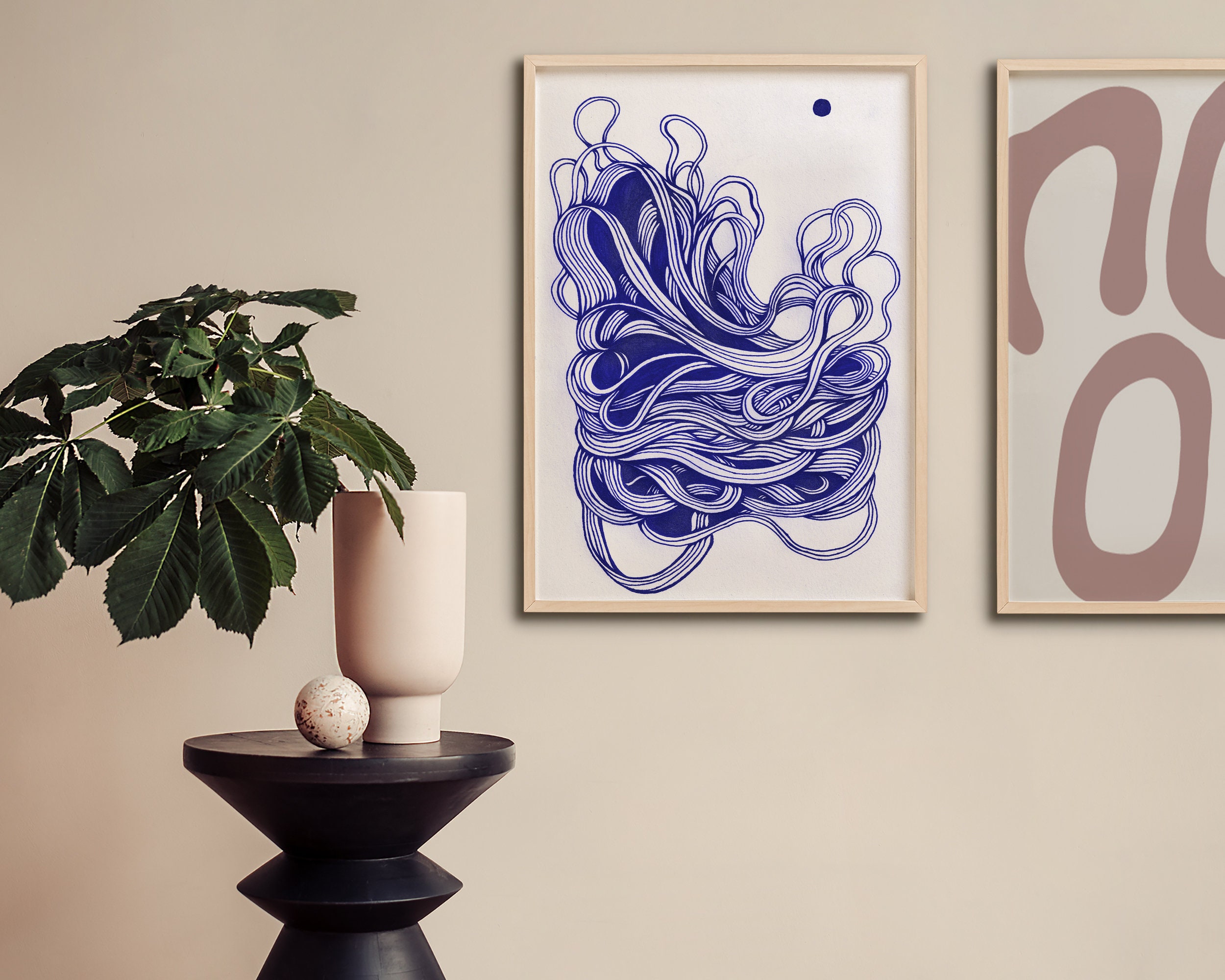 Blue Line Art Downloadable Wall Art Printable, Artful Wall Art Print ...