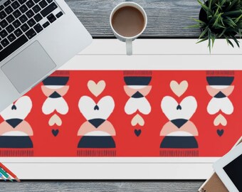 High quality desk mat from the Bobo Boho collection, original art print. Perfect as gift for her for valentine. Giant deskmat and playmat