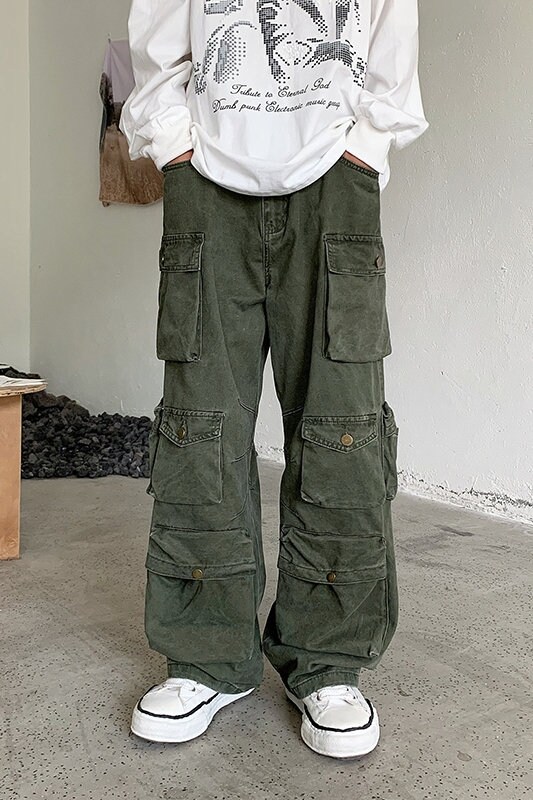 Y2k Baggy Cargo Pants Man Parachute Cargo Pants Drip Multi Etsy Canada