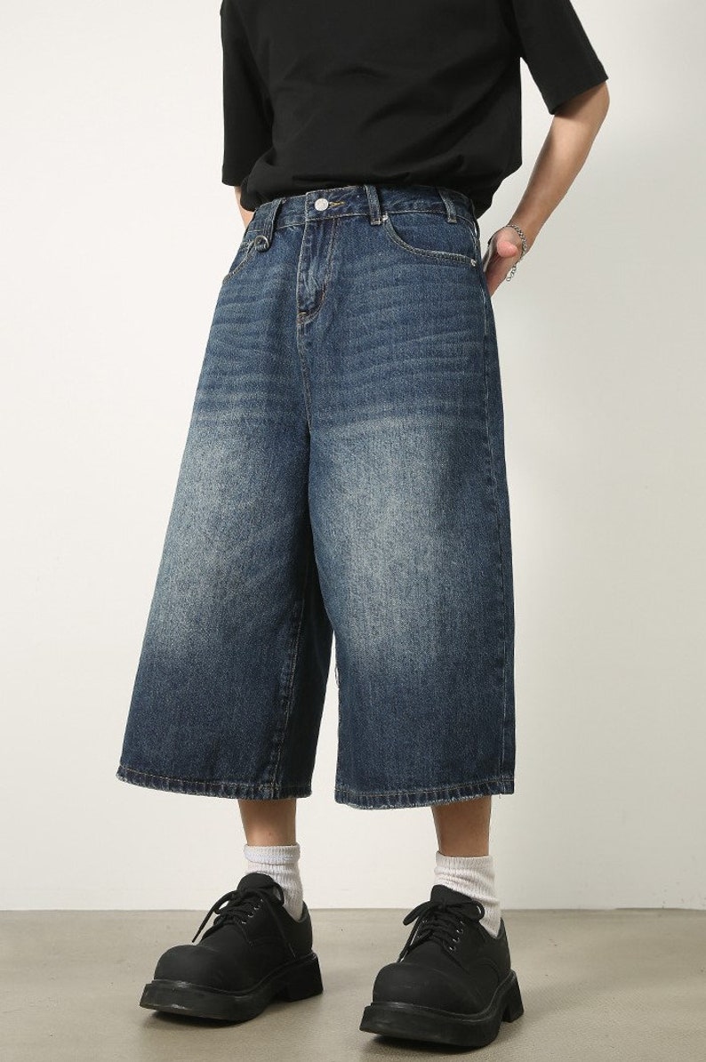 Y2k Baggy Jorts Denim Baggy Jeans for Men Long Jean Shorts Etsy