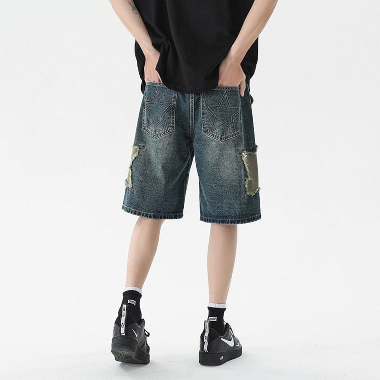 Buy Star Y2k Denim Shorts Washed Vintage Jort Y2k Baggy Jeans Y2k ...