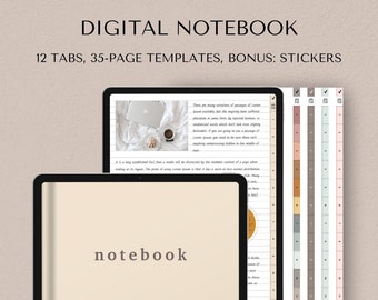 Cuaderno digital, Cuaderno de Goodnotes, Cuaderno de estudiante, Cuaderno de iPad con hipervínculo, Cuaderno de notabilidad, Plantilla de cuaderno de Goodnotes