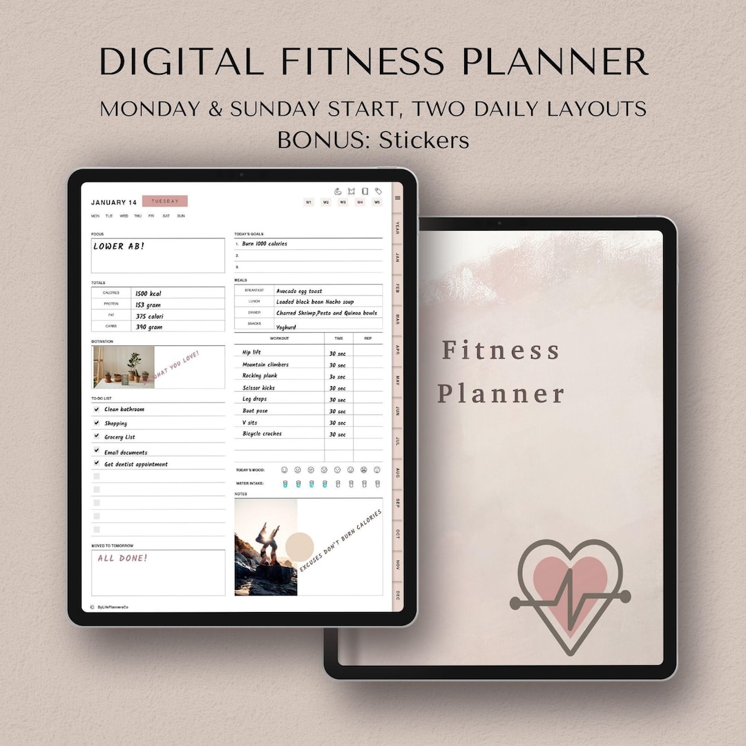 Digital Fitness Planner, Goodnotes iPad Weight Loss, Workout, and Meal ...