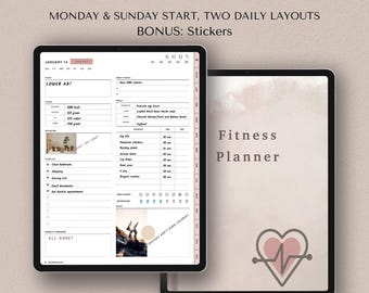 Digital Fitness Planner, Goodnotes iPad Weight Loss, Workout, and Meal Tracker (PDF)