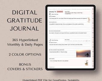 Diario de gratitud digital para Goodnotes, Mindfulness y planificador de autocuidado