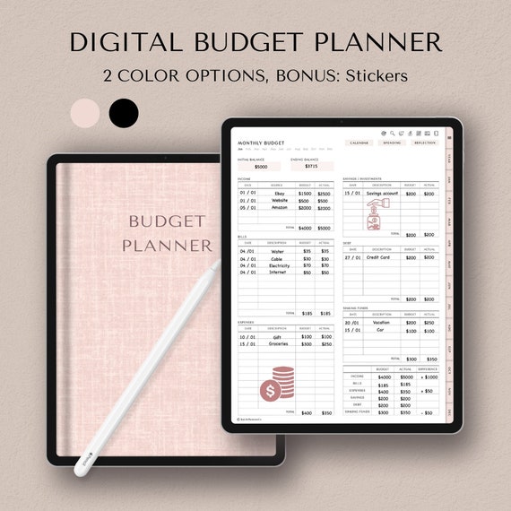 Digital Budget Planner for iPad, Goodnotes Finance Tracker Templates (Digital Download)