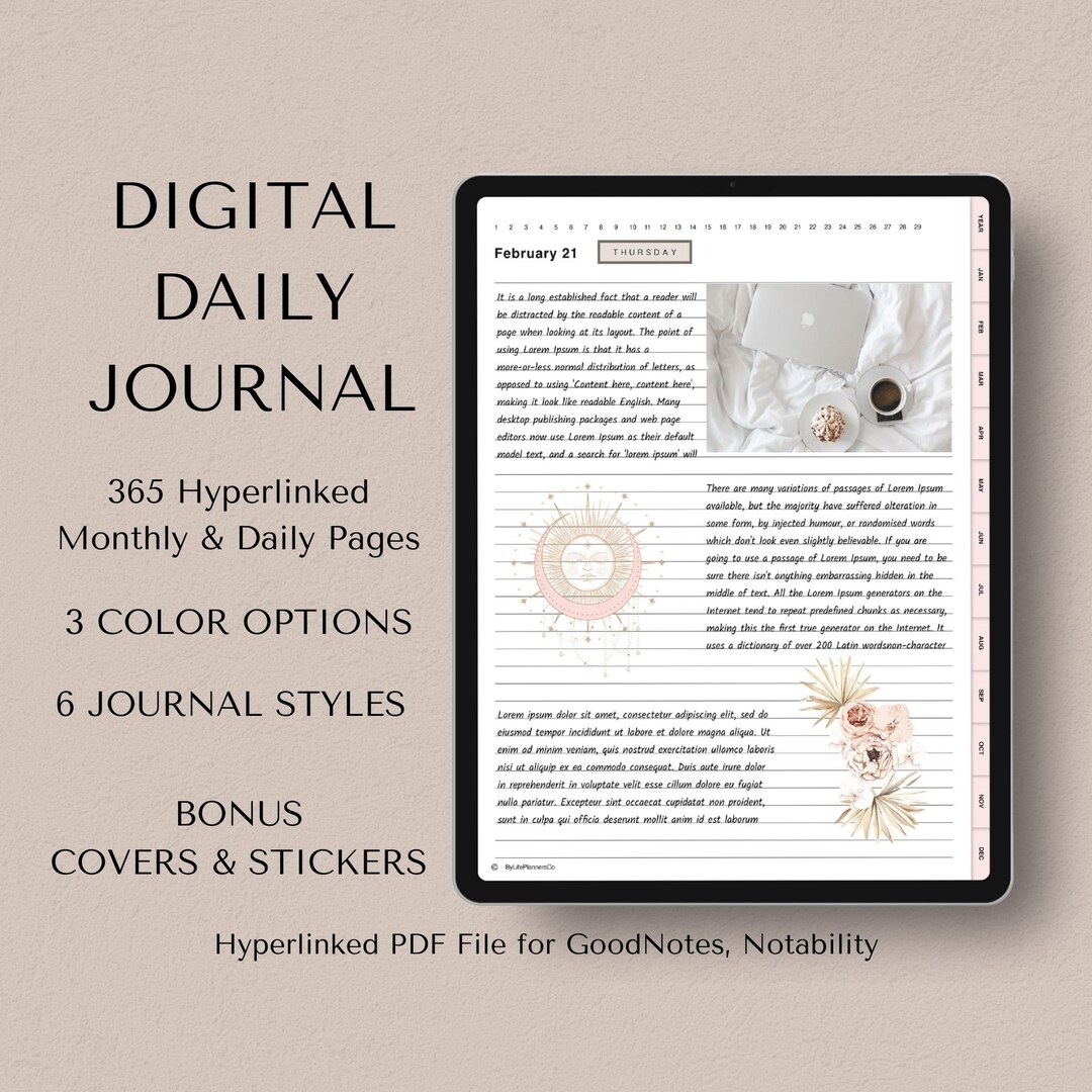 Hyperlinked Digital Journal, Goodnotes and Notability Diary(pdf) - Etsy