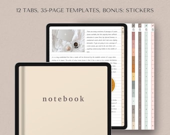 Digital Notebook, Goodnotes Notebook, Hyperlinked Student Note Taking with Stickers