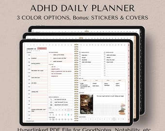 ADHD Daily Digital Planner, Goodnotes Neurodivergent Adult Productivity (PDF)
