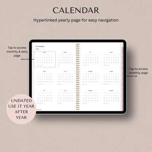 Puede incluir: Una aplicaci&oacute;n de calendario digital en la pantalla de una tableta, que muestra una vista anual con cada mes mostrado en un cuadro separado. La aplicaci&oacute;n permite a los usuarios acceder a las vistas mensuales y diarias tocando el calendario.