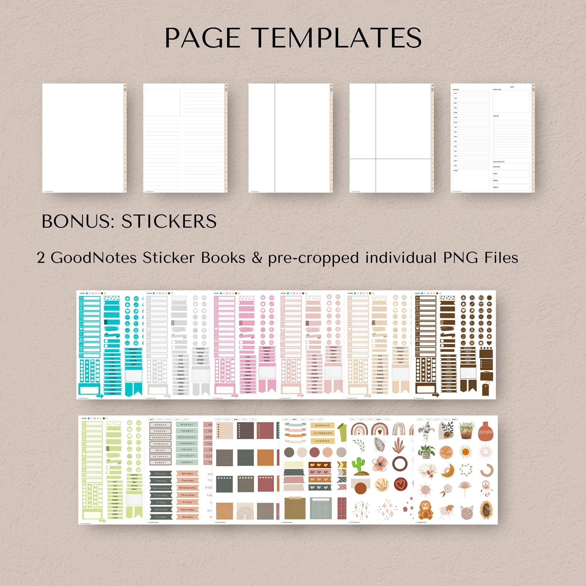 Hyperlinked Digital Notebook, 12 Tabs, 35 Page Templates (PDF) - Etsy