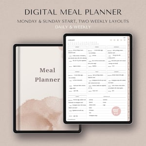 Weekly Meal Planner, Digital Meal Planner, Meal Plan Template, Meal Prep, Grocery List, Kitchen Inventory, iPad Goodnotes Planner